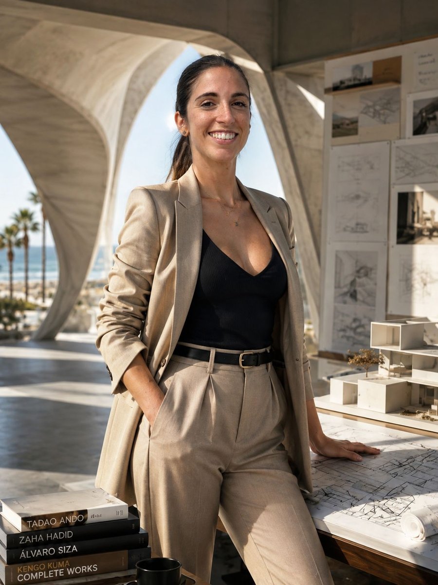 Marta Martínez junto a una maqueta